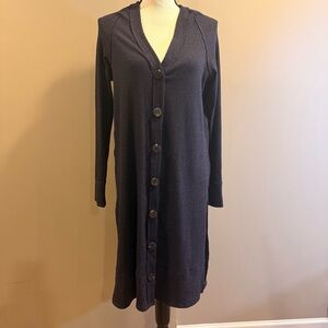 We The Free Duster Cardigan M Button Navy Whimsigoth Boho Chic Laganlook Comfy